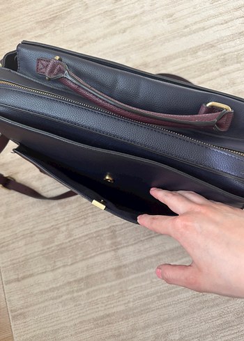 Bordo Deri Çok Gözlü Dikdörtgen Ofis Çantası - Görsel 6