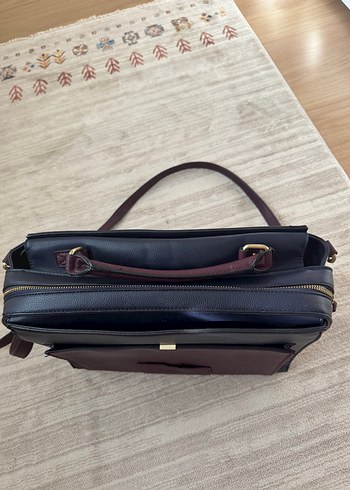 Bordo Deri Çok Gözlü Dikdörtgen Ofis Çantası - Görsel 5