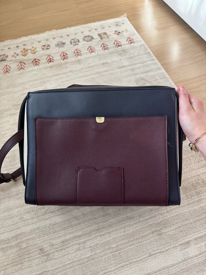 Bordo Deri Çok Gözlü Dikdörtgen Ofis Çantası - Görsel 2