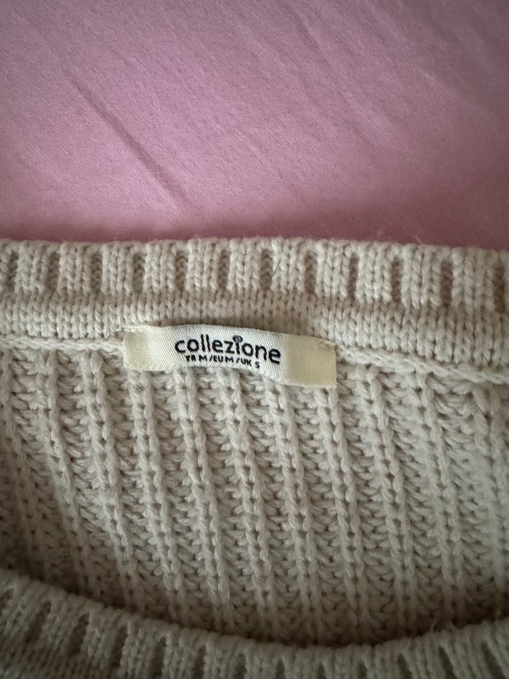 Beyaz Çizgili Triko Kadın Kazak - Görsel 4