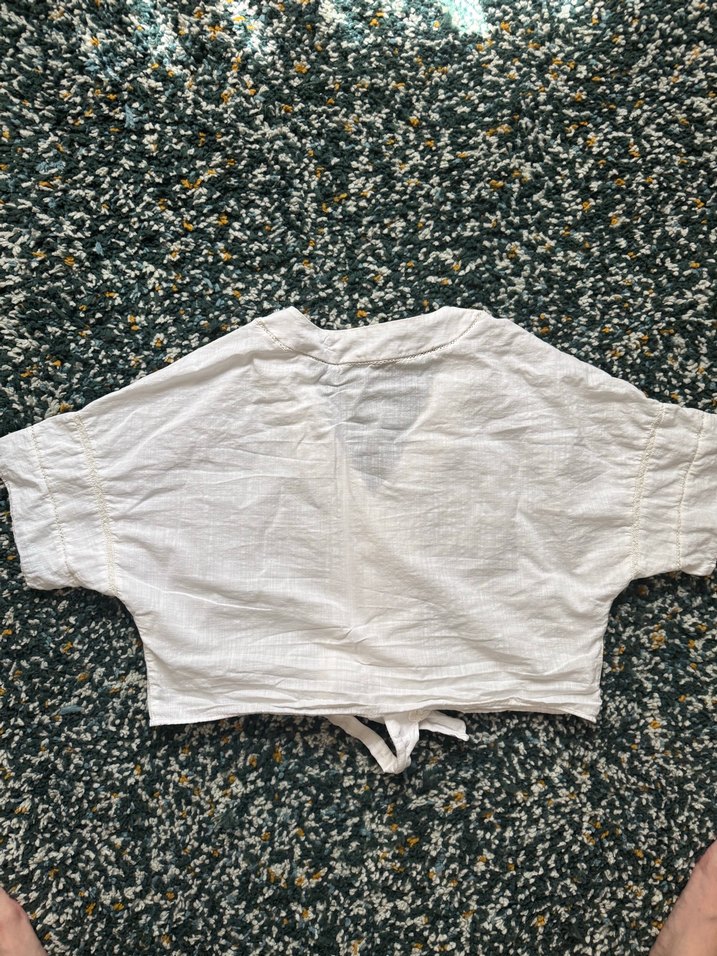 Pamuklu Beyaz Bohem Düğmeli Bluz - Görsel 3