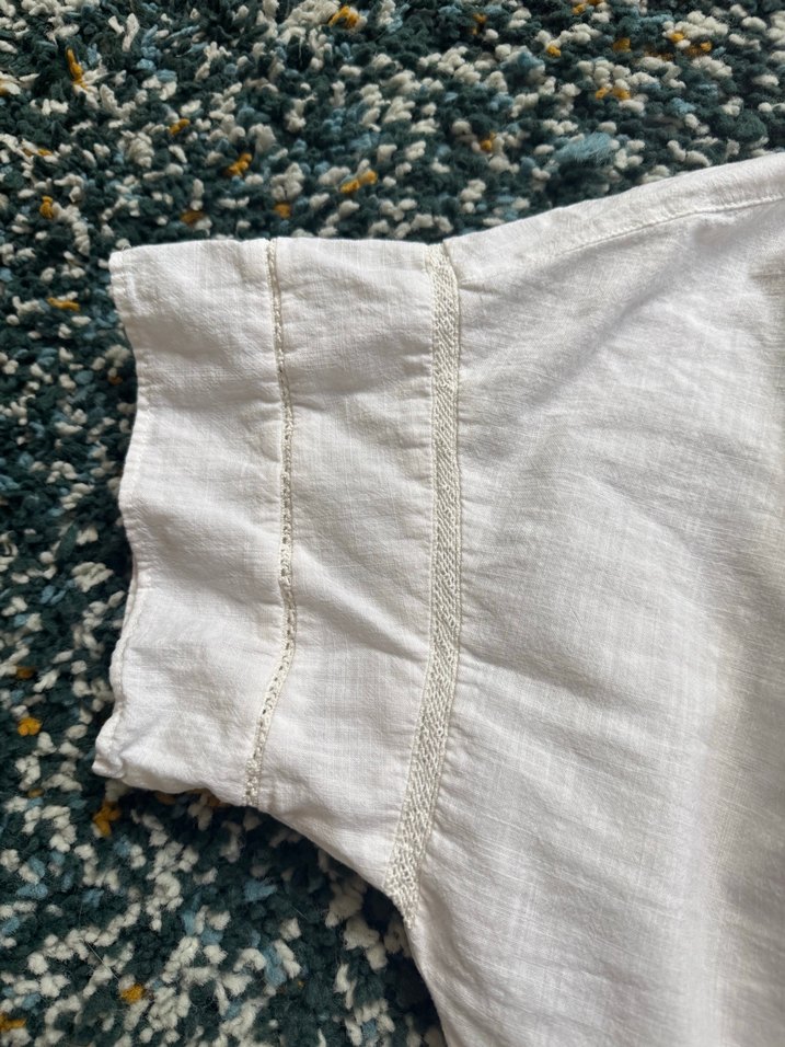 Pamuklu Beyaz Bohem Düğmeli Bluz - Görsel 4