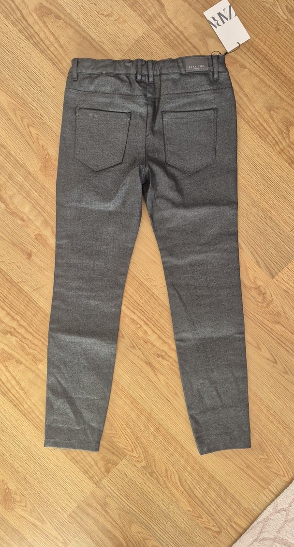 Zara Etiketi Üzerinde Kız Çocuk Gri Denim Pantolon - Görsel 2