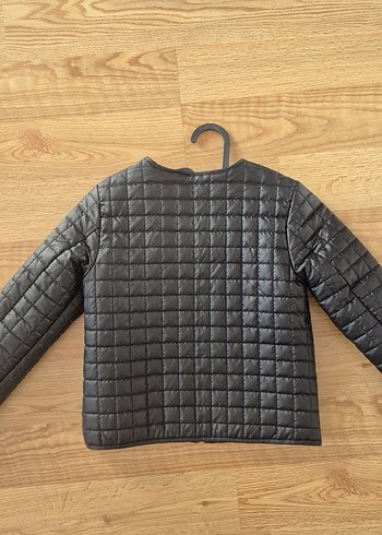 Kız Çocuk Siyahi Fermuarlı Mini Ceket - Görsel 4