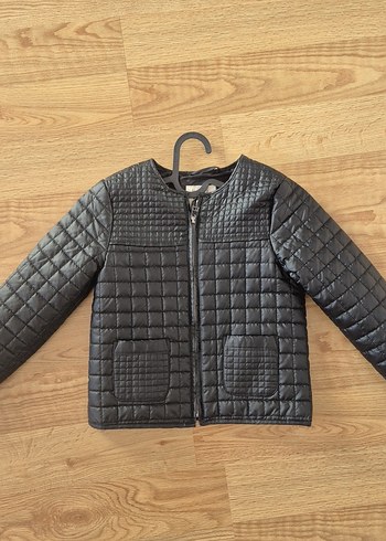 Kız Çocuk Siyahi Fermuarlı Mini Ceket - Görsel 3
