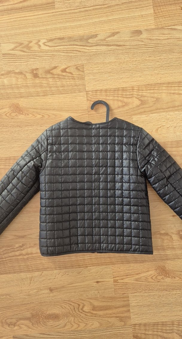 Kız Çocuk Siyahi Fermuarlı Mini Ceket - Görsel 4