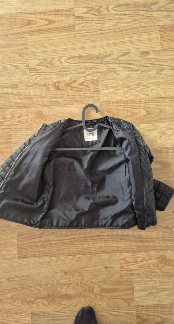 Kız Çocuk Siyahi Fermuarlı Mini Ceket - Görsel 5