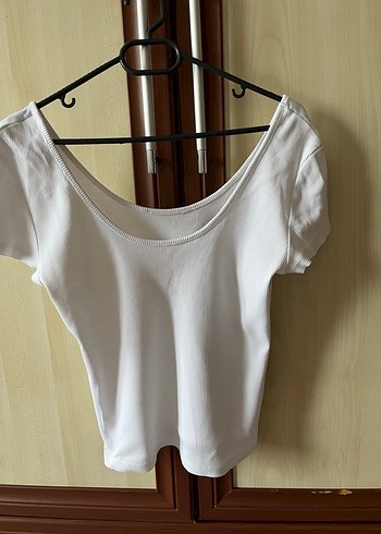 Beyaz Kadın Kısa Kollu Pamuklu Tişört - Görsel 2