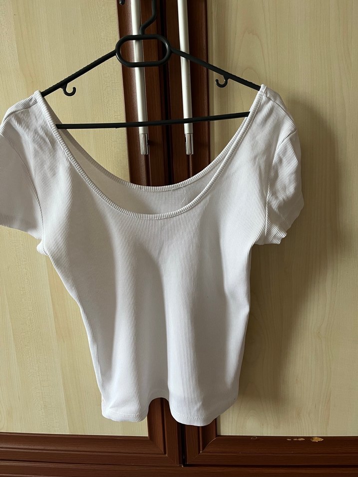 Beyaz Kadın Kısa Kollu Pamuklu Tişört - Görsel 2