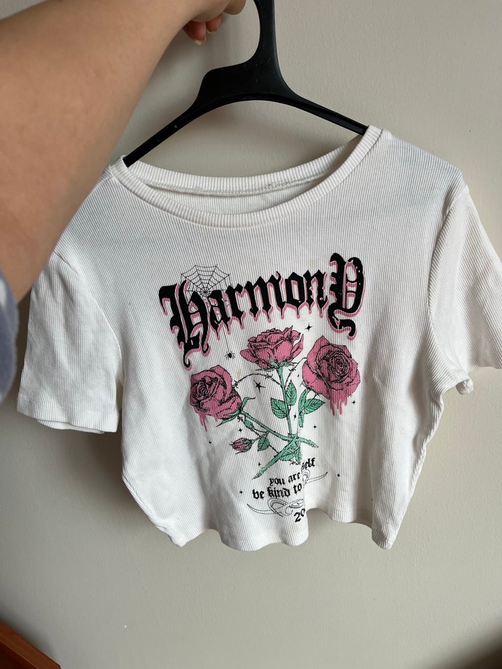 Beyaz  Baskılı Kısa Kollu Tişört - Görsel 3