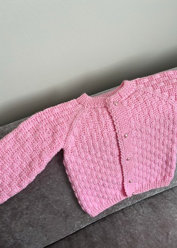 Kız Bebek Pembe Örgü Hırka 1-2 yaş - Görsel 5