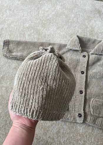 Çocuk Örgü Kadife Hırka ve Şapka Seti Sıfır - Görsel 11