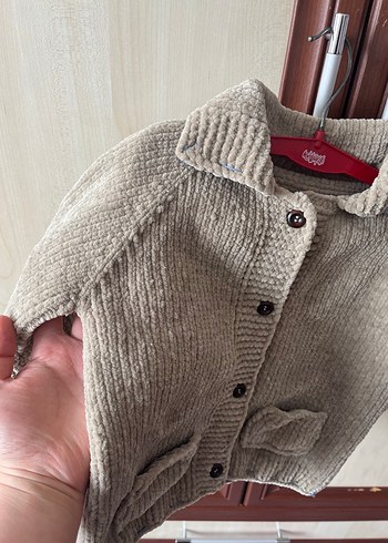 Çocuk Örgü Kadife Hırka ve Şapka Seti Sıfır - Görsel 3