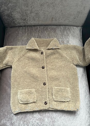 Çocuk Örgü Kadife Hırka ve Şapka Seti Sıfır - Görsel 7