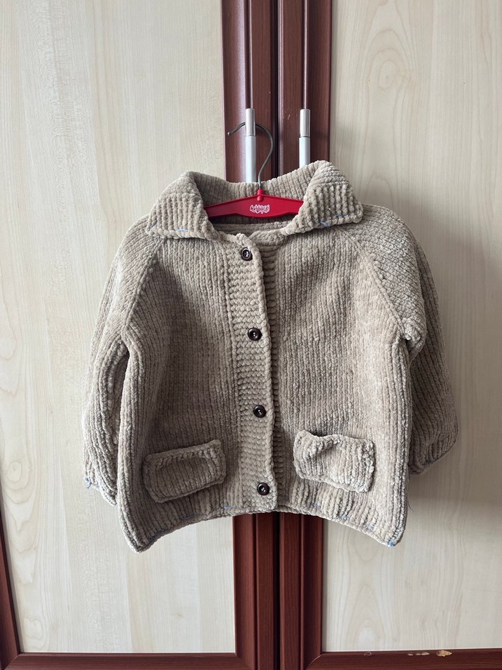 Çocuk Örgü Kadife Hırka ve Şapka Seti Sıfır - Görsel 4