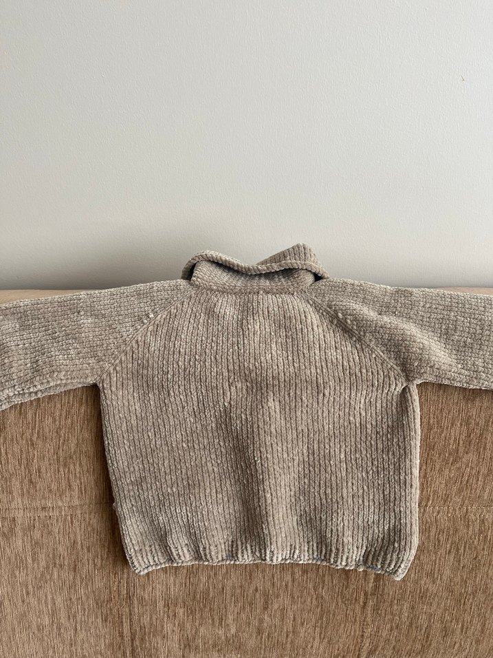 Çocuk Örgü Kadife Hırka ve Şapka Seti Sıfır - Görsel 2