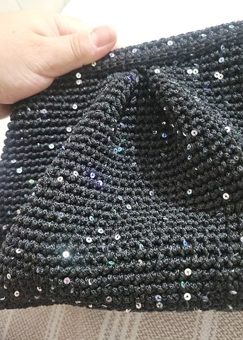 polyester makrome ve pullu ip Portföy Çanta - Görsel 5