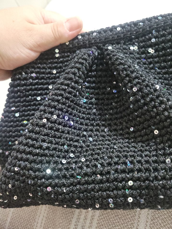 polyester makrome ve pullu ip Portföy Çanta - Görsel 5