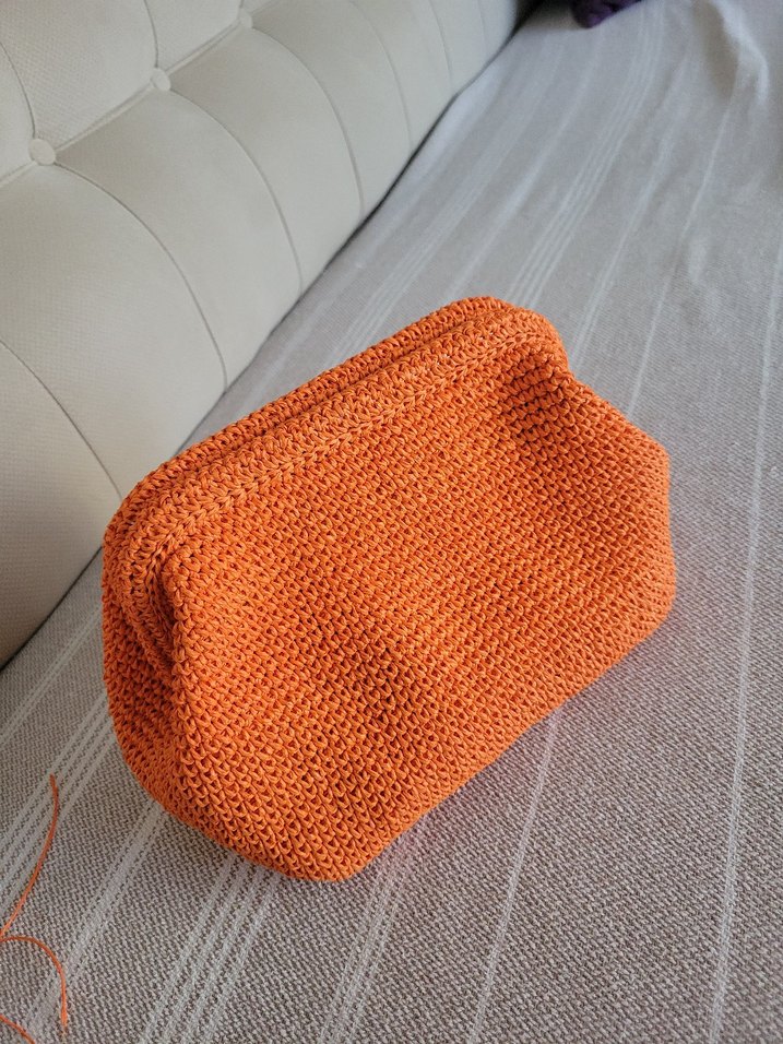 Turuncu Örgü Kadın Portföy Çanta - Görsel 3