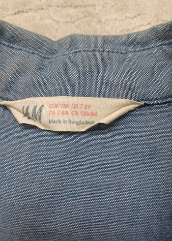 H&M Erkek Çocuk Mavi Kısa Kollu Denim Gömlek