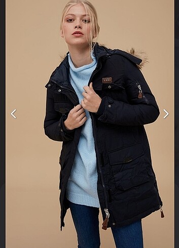 Kayra Kaz Tüyü Parka Kaban Mont - Lacivert - Görsel 2