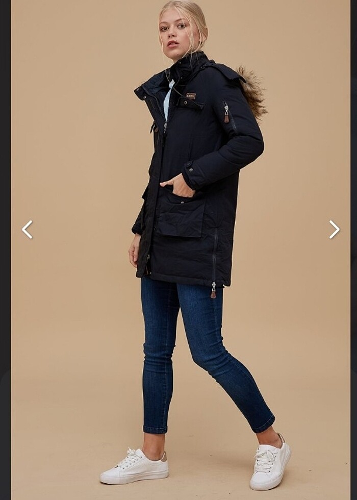 Kayra Kaz Tüyü Parka Kaban Mont - Lacivert - Görsel 3