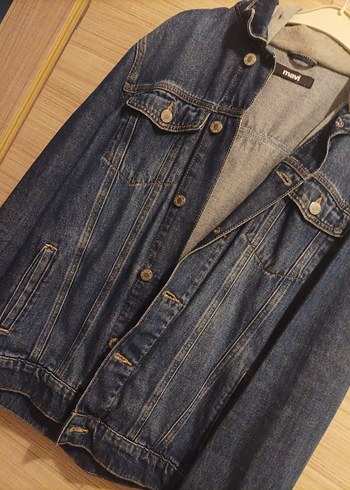 l Beden erkek Mavi Denim Düğmeli Ceket