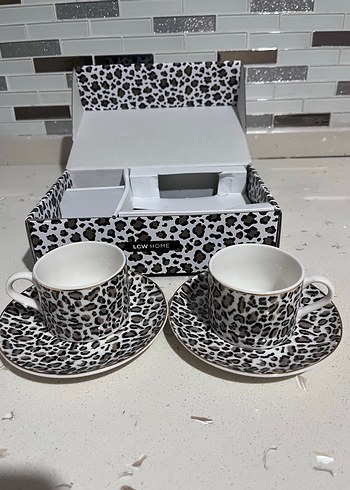 Leopar Desenli 2'li Kahve Fincanı Seti