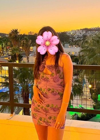 Diğer Lila Straplez Çiçek Desenli Midi Elbise