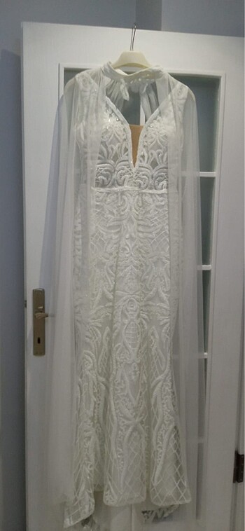 Beyaz dantel abiye - Görsel 7