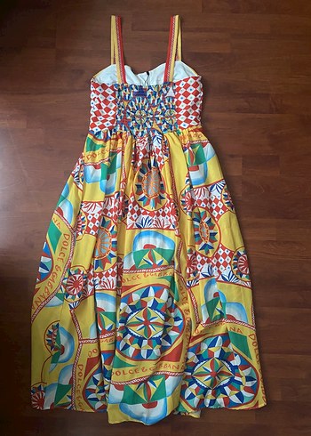 Renkli Desenli Uzun Pliseli Kadın Elbise dolce - Görsel 3