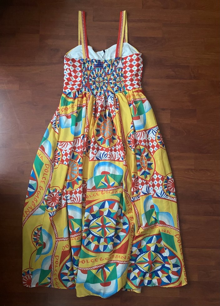 Renkli Desenli Uzun Pliseli Kadın Elbise dolce - Görsel 3