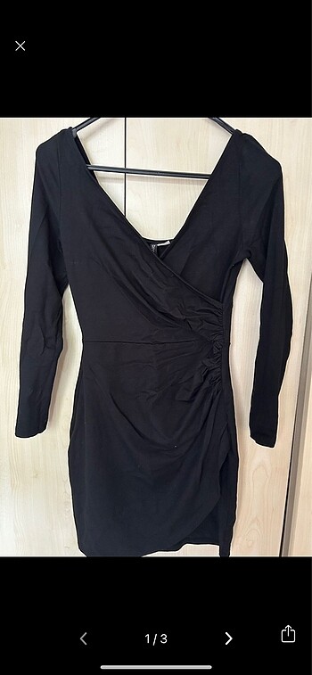 H&M siyah kruvaze elbise