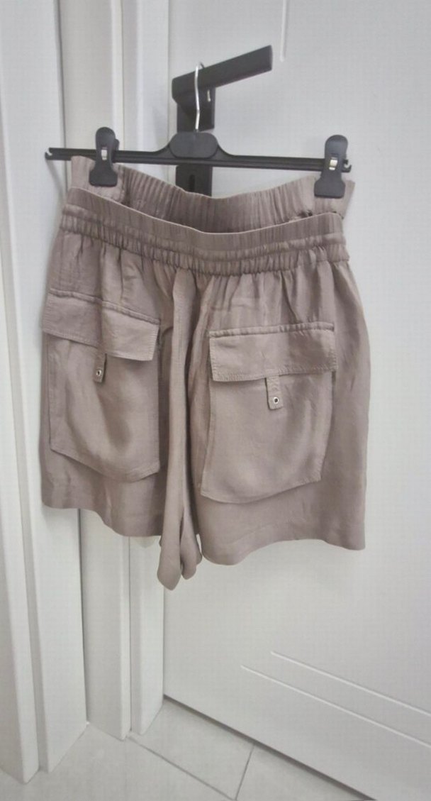 Kadın Gri Kemerli Mini Keten Şort - Görsel 3