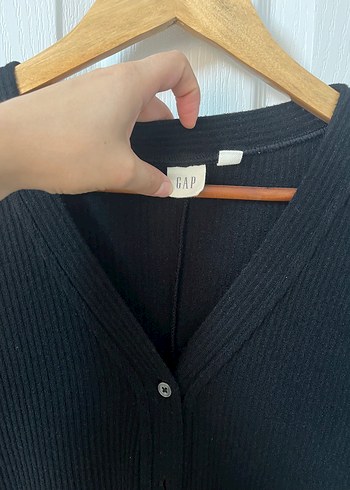 l Beden Düğmeli Siyah Uzun Hırka