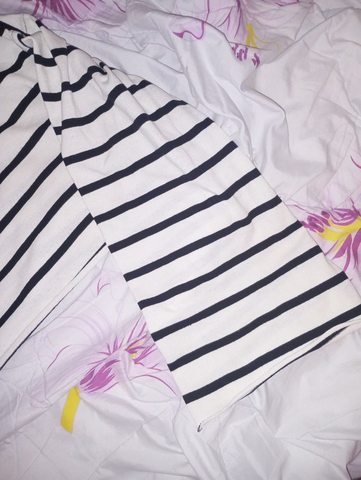 İspanyol Kol Çizgili Bol Kadın Kazak Crop - Görsel 4