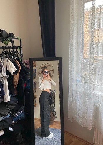 Siyah Paraşüt Kargo Pantolon - Görsel 2