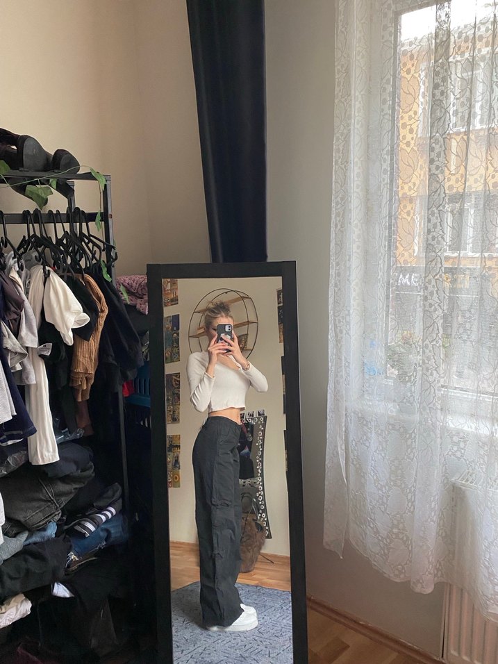 Siyah Paraşüt Kargo Pantolon - Görsel 2