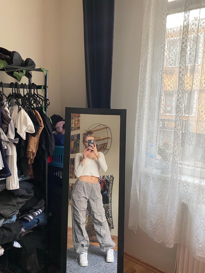 Gri Ayarlanılabilir Paraşüt Pantolon - Görsel 2