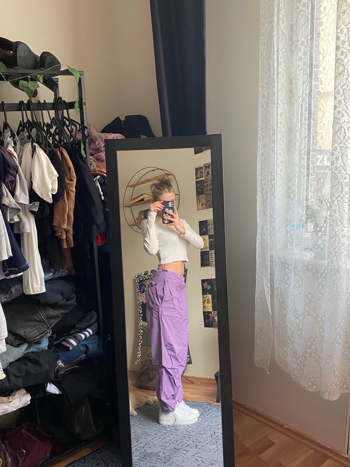 Paraşüt Mor Renk Pantolon - Görsel 2