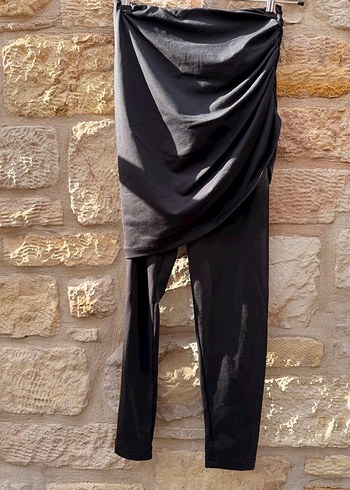 Drapeli Siyah Midi iki kat tayt - Görsel 2