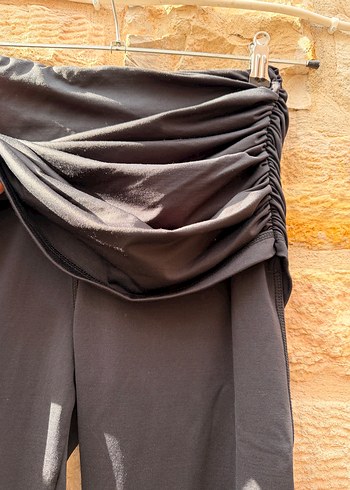 Drapeli Siyah Midi iki kat tayt - Görsel 3