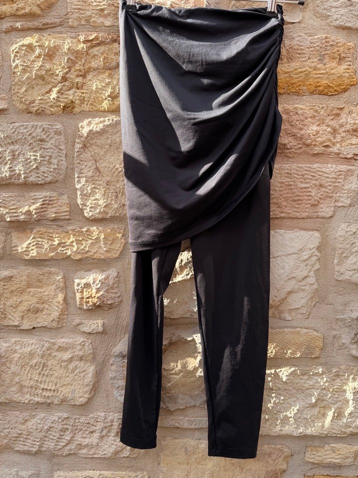 Drapeli Siyah Midi iki kat tayt - Görsel 2