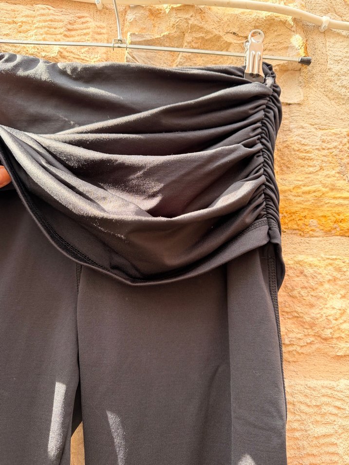 Drapeli Siyah Midi iki kat tayt - Görsel 3