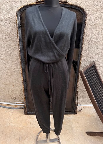 Oysho marka ince triko tulum antrasit renginde elastan - Görsel 2