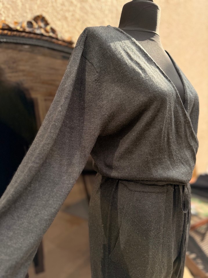 Oysho marka ince triko tulum antrasit renginde elastan - Görsel 4