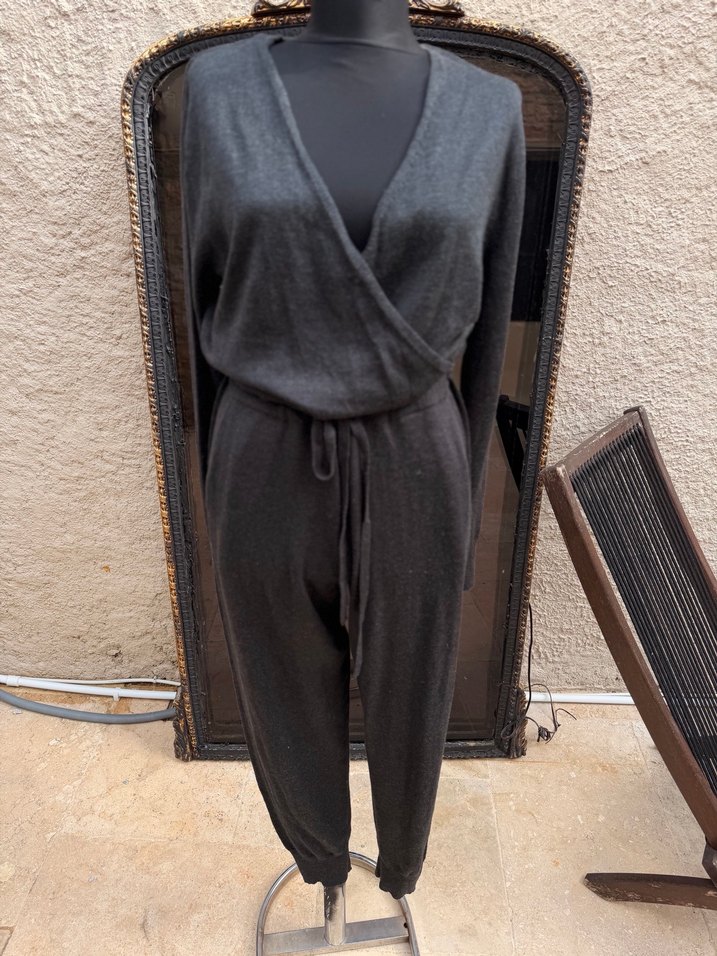 Oysho marka ince triko tulum antrasit renginde elastan - Görsel 2