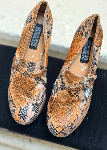 Taba renkli Yılan Desenli Platform Topuklu Ayakkabı Deena&Ozzy - Görsel 2
