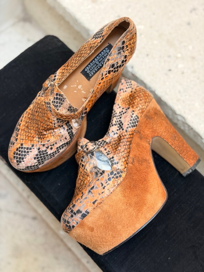 Taba renkli Yılan Desenli Platform Topuklu Ayakkabı Deena&Ozzy - Görsel 4