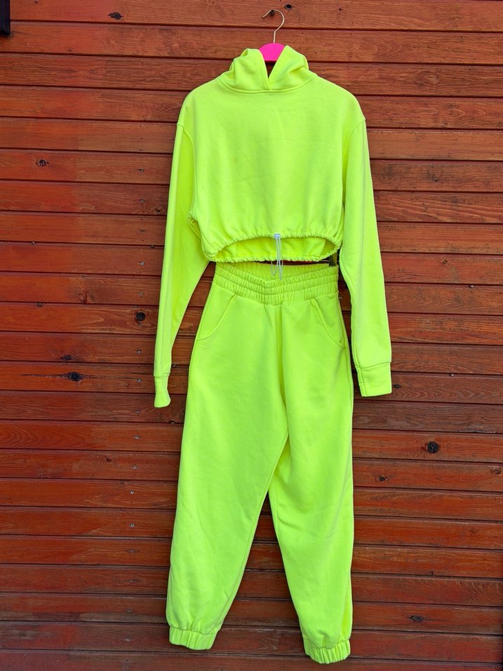 Kadın neon yeşil Beli lastik Detaylı Eşofman Takımı Fineapple - Görsel 2